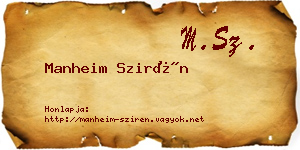 Manheim Szirén névjegykártya
